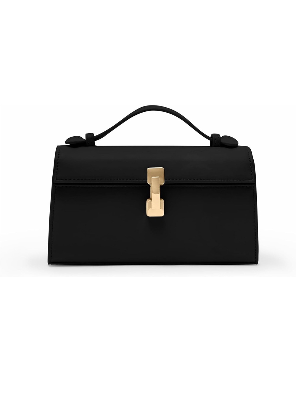 Amazon Black Top-Handle Satchel with Gold Clasp